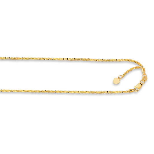 14kt 22 inches Yellow Gold 1.5mm Diamond Cut Adjustable Sparkle Chain with Lobster Clasp - Johnny Dang & Co