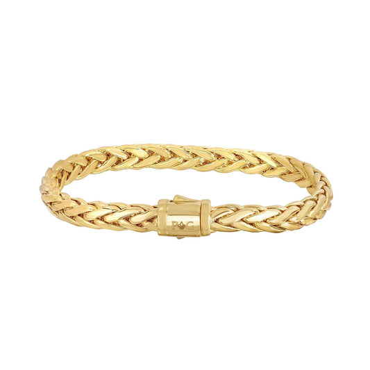 14kt 7.5 inches Yellow Gold Shiny Fancy Oval Weaved Braided Bracelet with Box Clasp - Johnny Dang & Co
