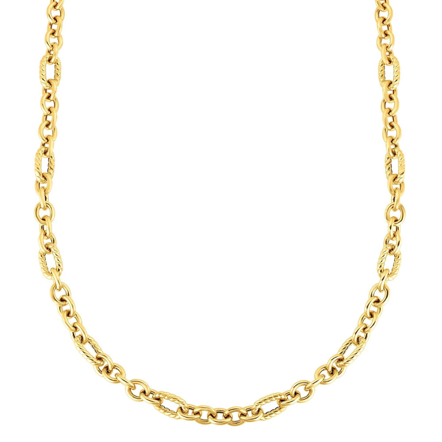 14K Gold Italian Cable Oval Link Necklace 30" - Johnny Dang & Co
