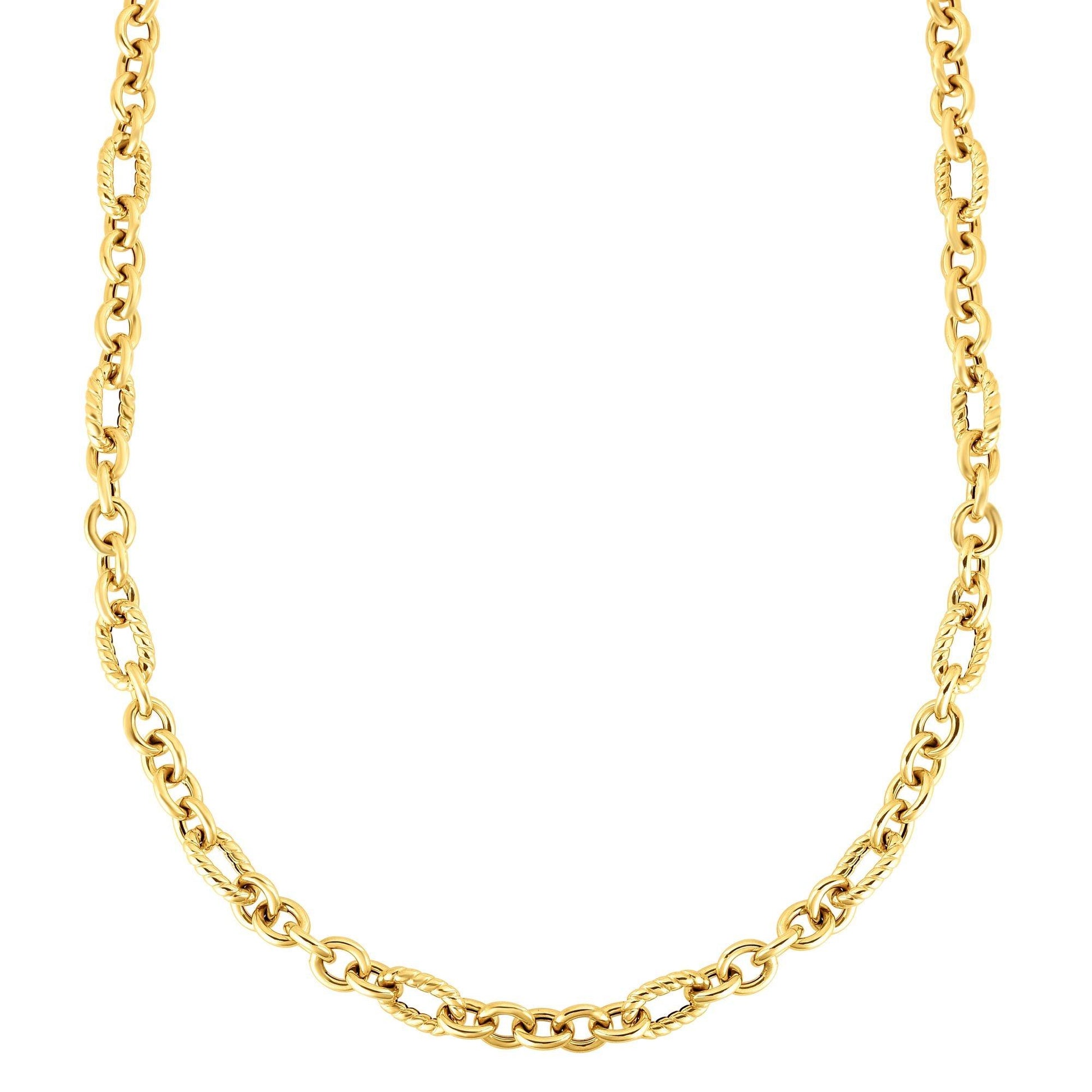 14K Gold Italian Cable Oval Link Necklace 30" - Johnny Dang & Co