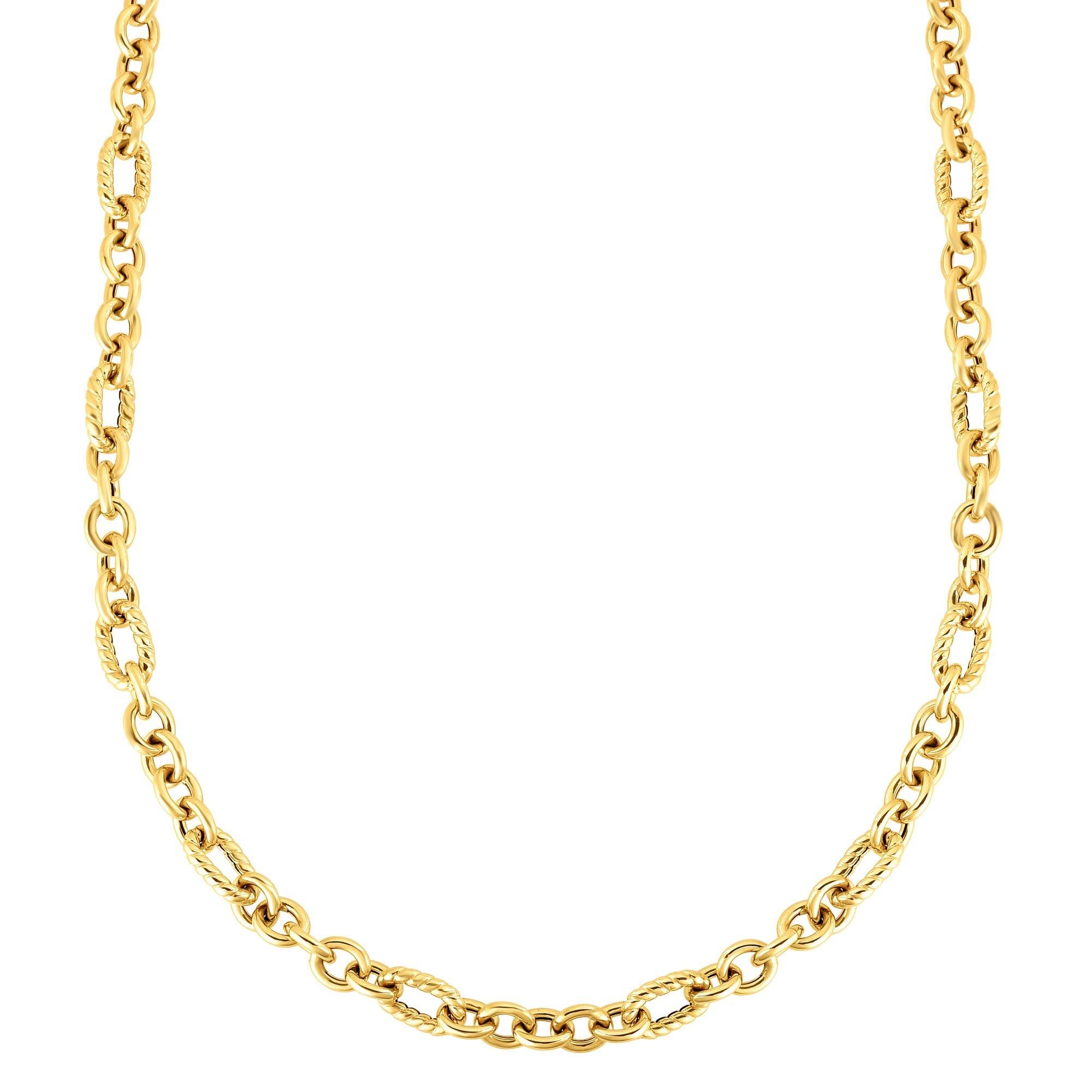 14K Gold Italian Cable Oval Link Necklace 30" - Johnny Dang & Co