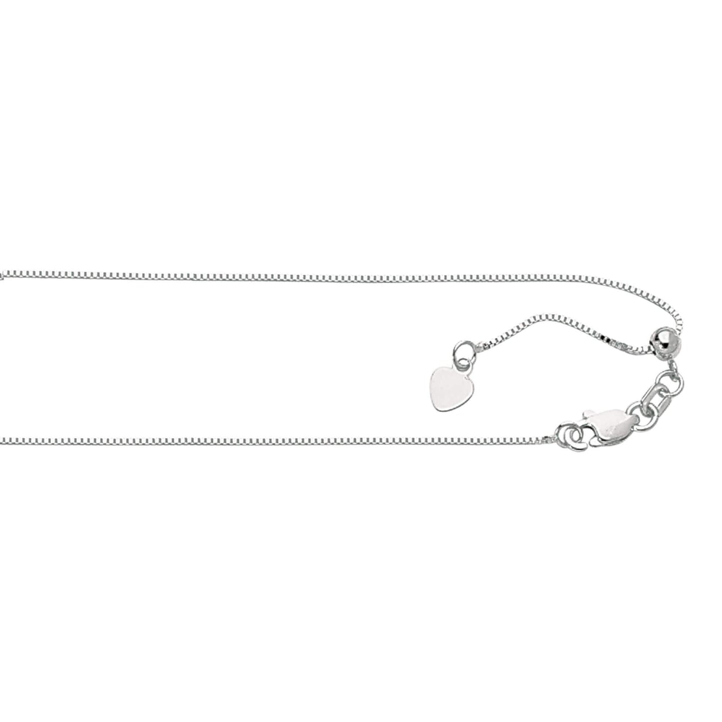 14kt 22 inches White Gold 0.7mm Diamond Cut Adjustable Box Chain with Lobster Clasp - Johnny Dang & Co