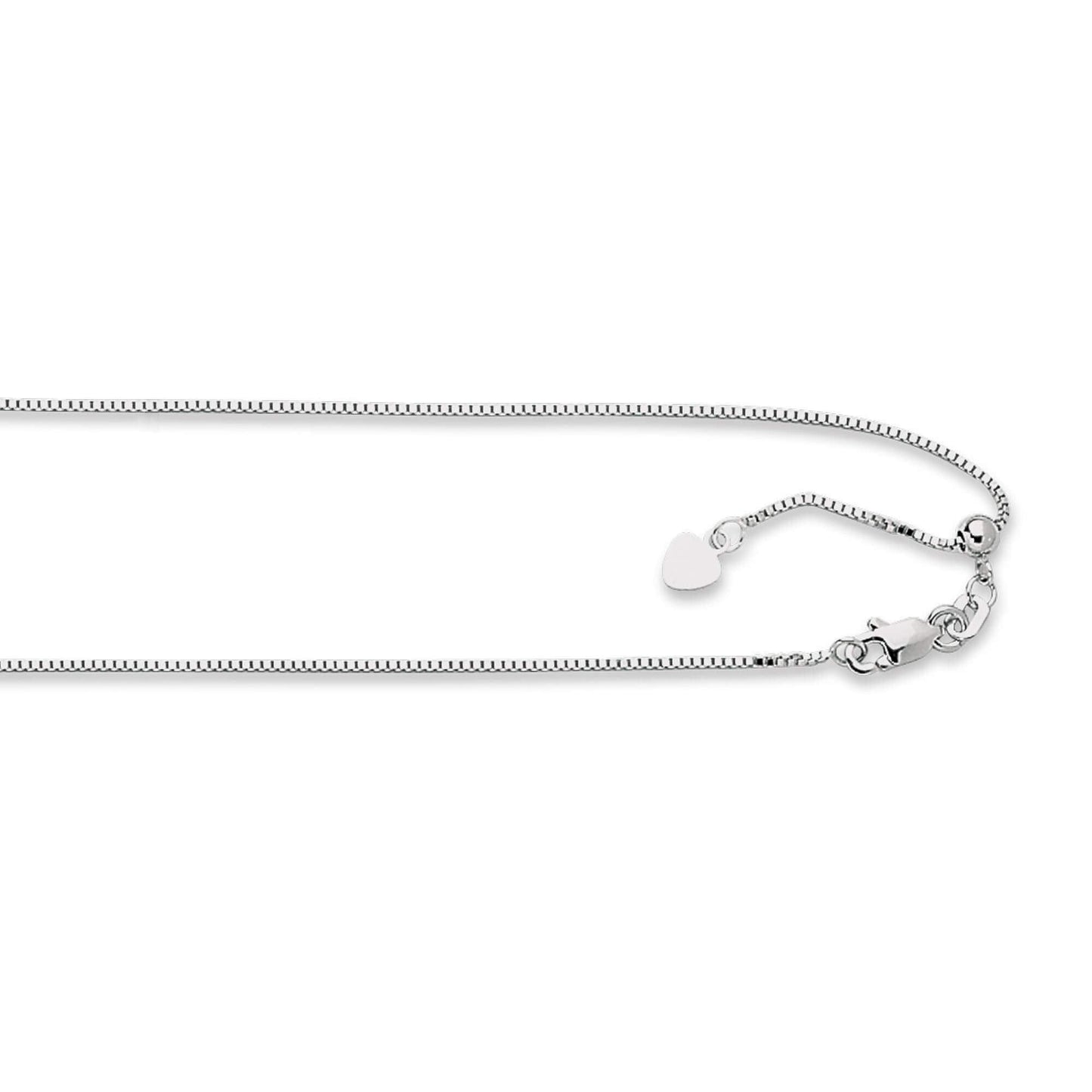14kt 22 inches White Gold 0.85mm Diamond Cut Adjustable Box Chain with Lobster Clasp - Johnny Dang & Co