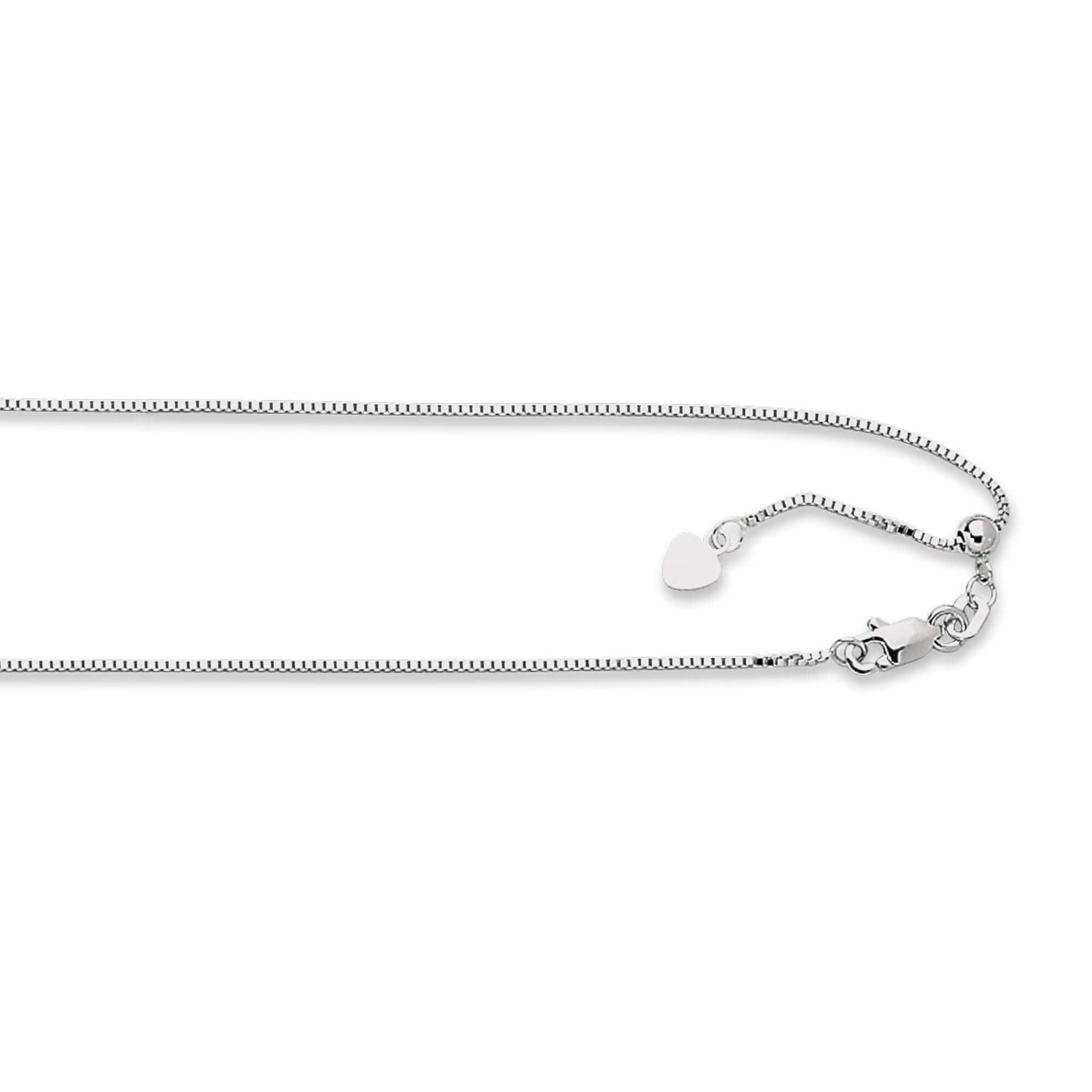 14kt 22 inches White Gold 0.85mm Diamond Cut Adjustable Box Chain with Lobster Clasp - Johnny Dang & Co