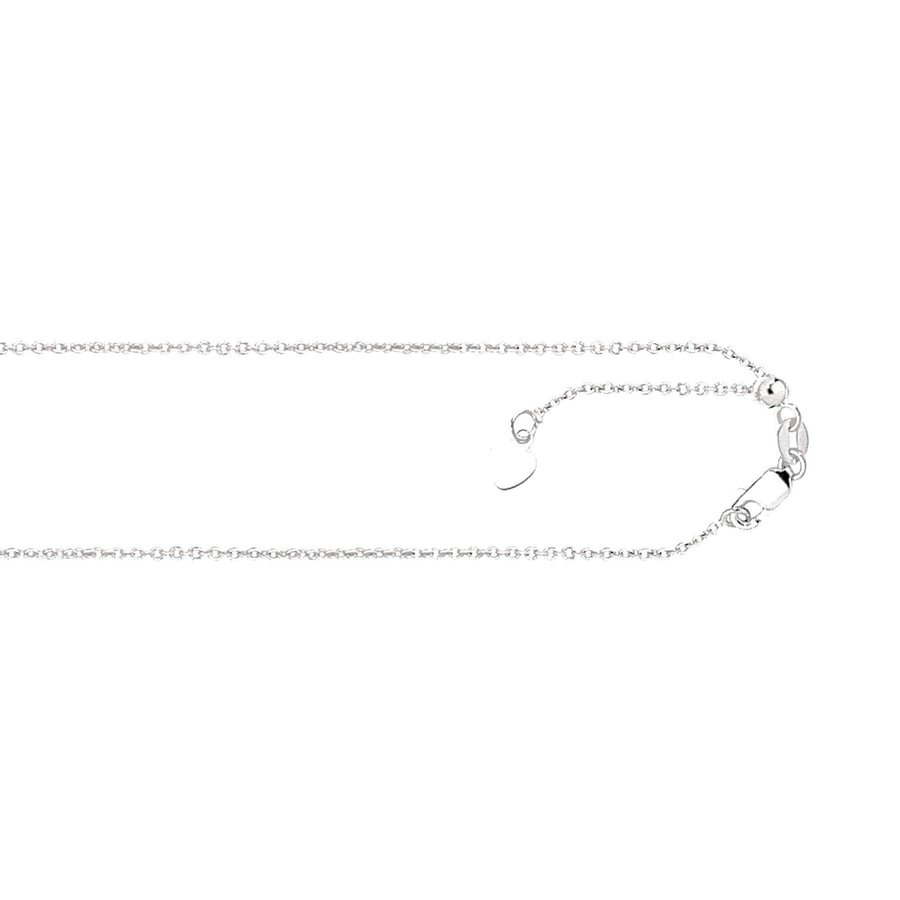 14kt 22 inches White Gold 0.9mm Diamond Cut Adjustable Cable Chain with Lobster Clasp