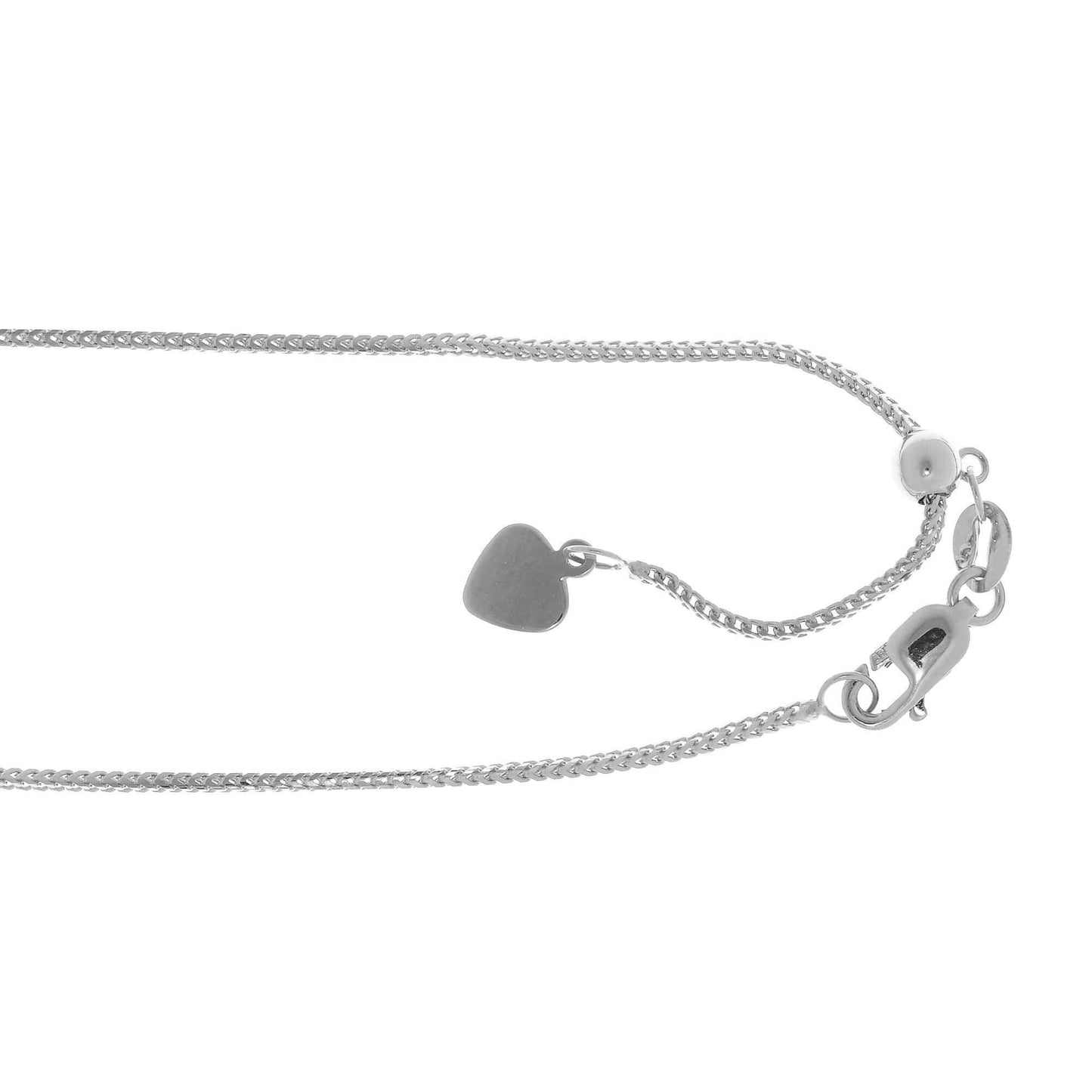 14kt 22 inches White Gold 0.9mm Adjustable Franco Chain - Johnny Dang & Co