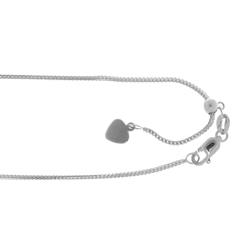 14kt 22 inches White Gold 0.9mm Adjustable Franco Chain