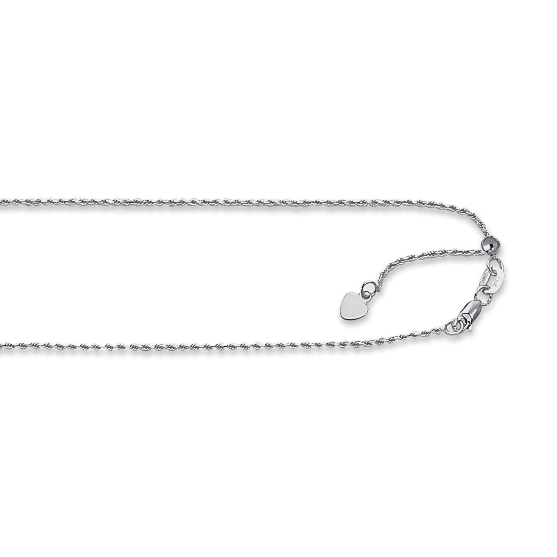 14kt 22 inches White Gold 1.0mm Diamond Cut Adjustable Royal Rope Chain with Lobster Clasp - Johnny Dang & Co