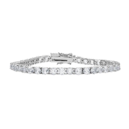 Sterling Silver 4mm Prong-Set Round 8 cttw White Topaz Tennis Bracelet - Johnny Dang & Co