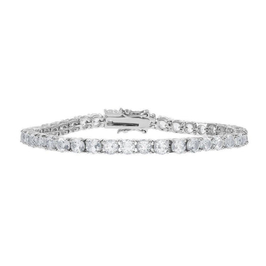 Sterling Silver 4mm Prong-Set Round 8 cttw White Topaz Tennis Bracelet - Johnny Dang & Co