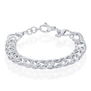 Sterling Silver Polished & Rope Design Bracelet, MADE IN ITALY - Johnny Dang & Co