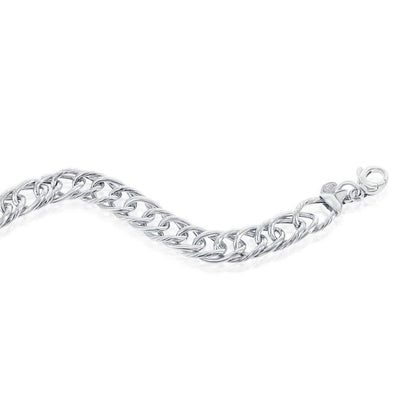 Sterling Silver Polished & Rope Design Bracelet, MADE IN ITALY - Johnny Dang & Co