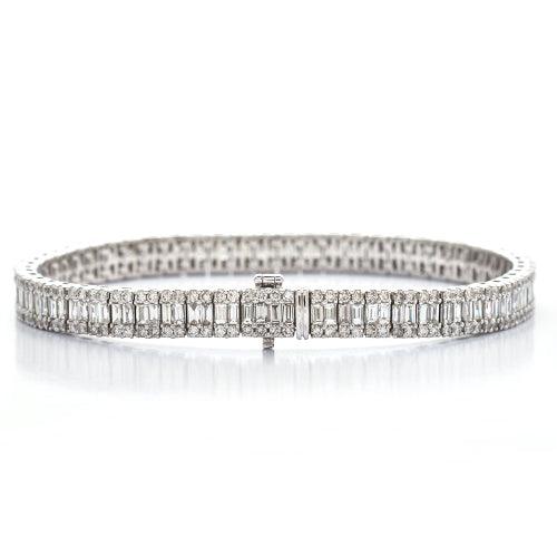 14KW 10.00CTW BAGUETTE DIAMOND BRACELET - Johnny Dang & Co