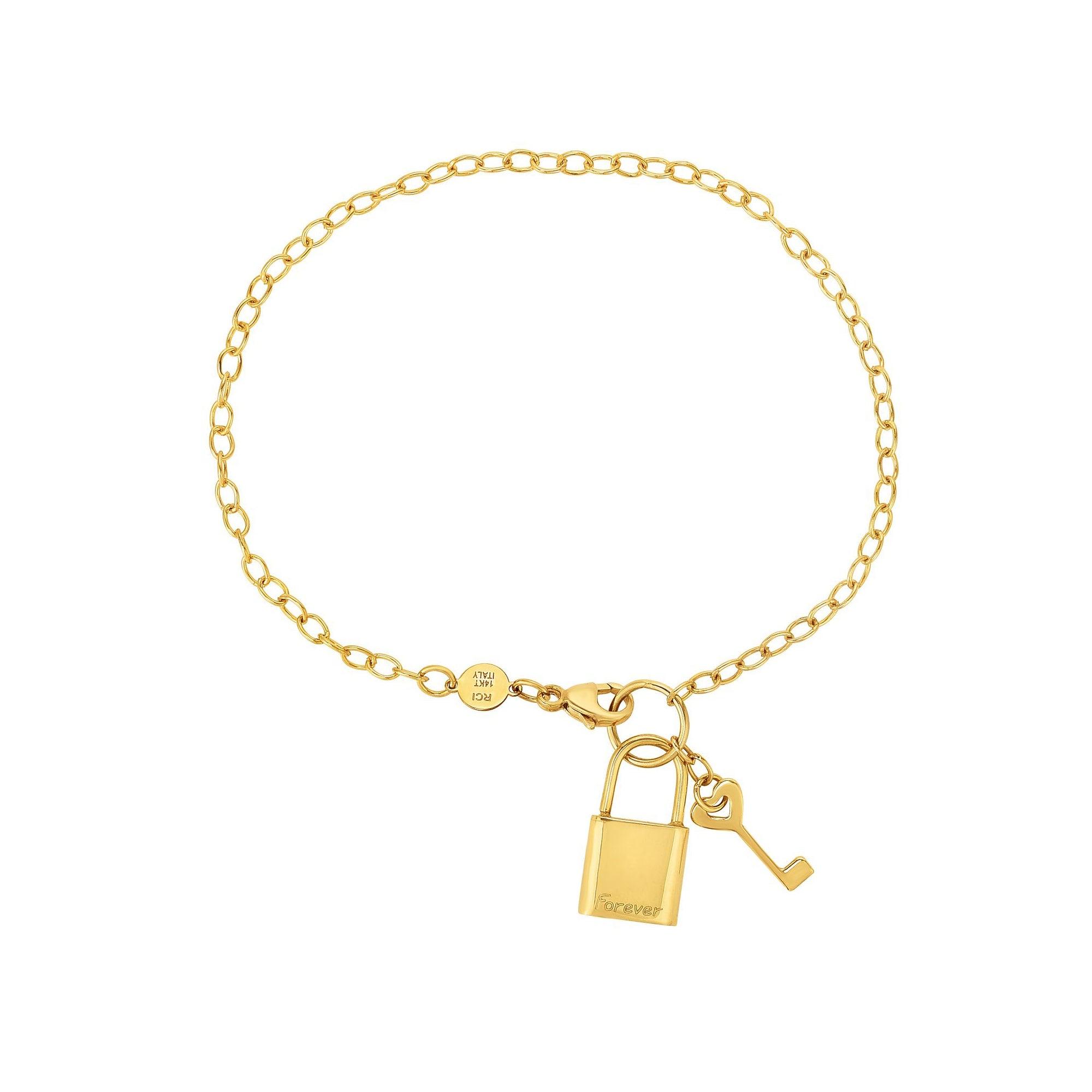 14K Gold Lock & Key (Forever) Bracelet - Johnny Dang & Co