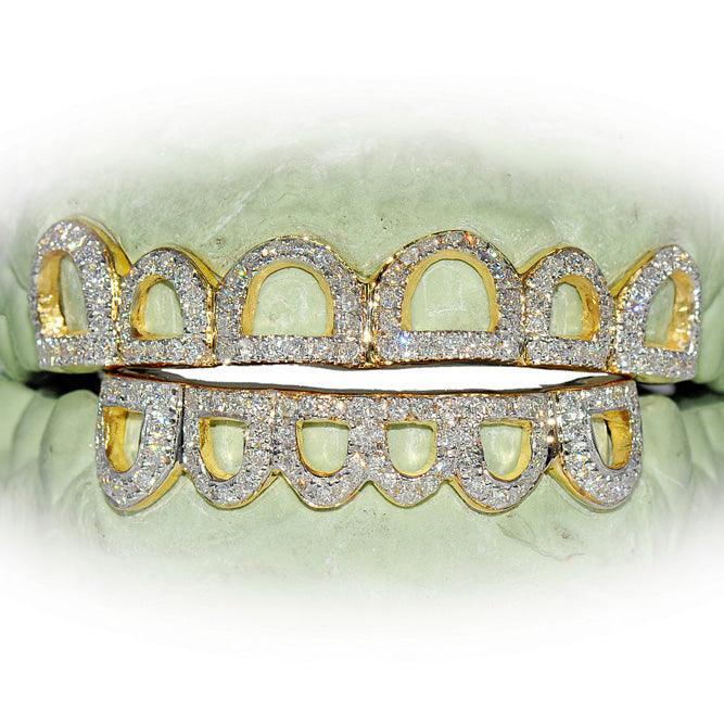 JDTK-C111A - 12 TEETH ROUND DIAMOND OPEN FACE GRILL - Johnny Dang & Co