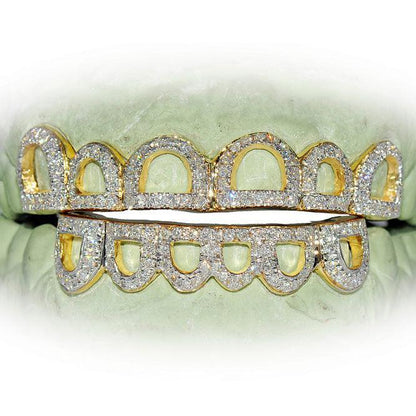 JDTK-C111A - 12 TEETH ROUND DIAMOND OPEN FACE GRILL - Johnny Dang & Co