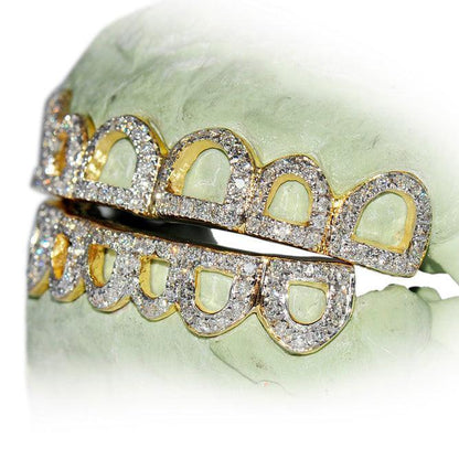 JDTK-C111A - 12 TEETH ROUND DIAMOND OPEN FACE GRILL - Johnny Dang & Co