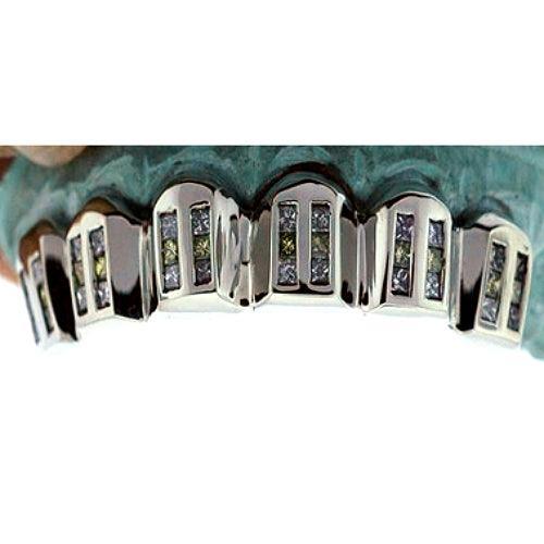 JDTK-C117B - Princess cut Diamond Vertical Channel set Grill - Johnny Dang & Co