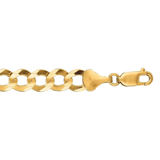 14kt 20 inches Yellow Gold 8.2mm Diamond Cut Comfort Curb Chain with Lobster Clasp - Johnny Dang & Co