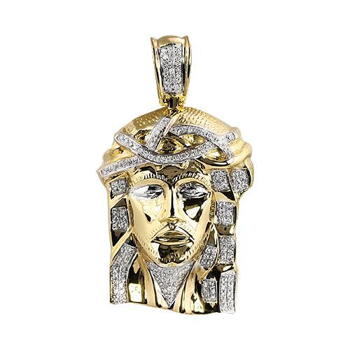 10KY 0.45CTW DIAMOND JESUS PENDANT - Johnny Dang & Co
