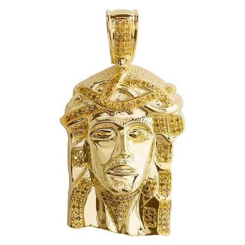 10KY 0.50CTW YELLOW DIAMOND JESUS PENDNAT - Johnny Dang & Co