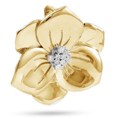 10KY 0.20CTW DIAMOND FLOWER SHAPED PENDANT - Johnny Dang & Co