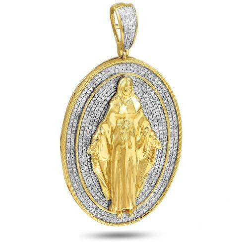 14KY 1.10CTW DIAMOND MOTHER MARY PENDANT