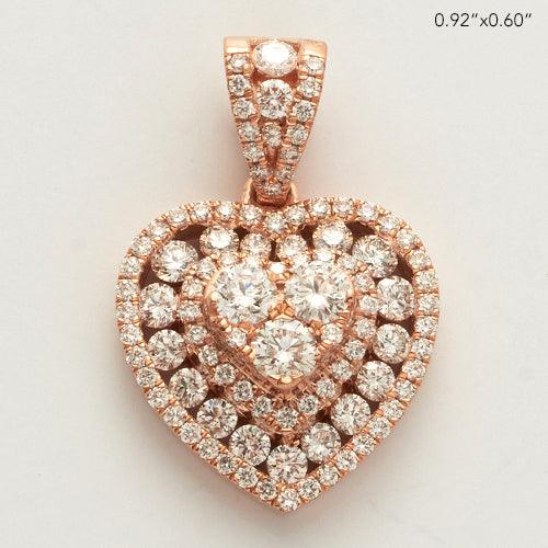 14KR 1.40CTW DIAMOND HEART CLUSTER PENDANT - Johnny Dang & Co