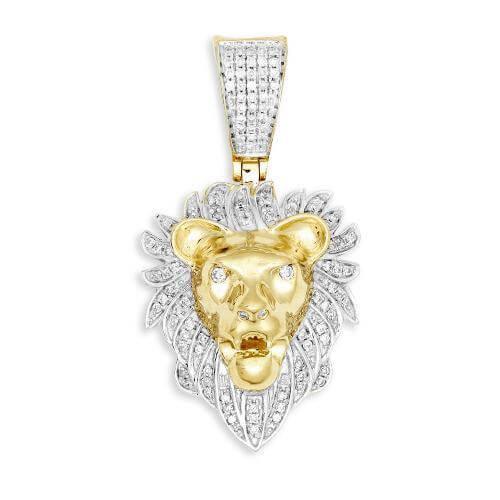 10KY 0.35CTW DIAMOND LION HEAD PENDANT - Johnny Dang & Co