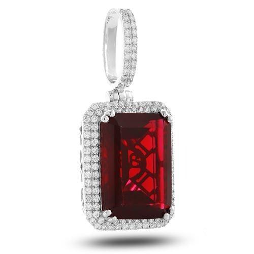 14KW 1.00CTW DIAMOND PENDANT WITH 14.98CT RUBY - Johnny Dang & Co