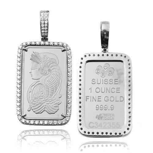 14KW 2.85CTW DIAMOND BEZEL - 1 OZ PLATINUM PAMP - Johnny Dang & Co