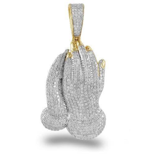 10KY 4.60CTW DIAMOND PRAYING HANDS PENDANT - Johnny Dang & Co