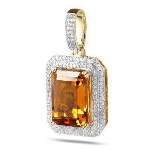 10KY 0.50CTW DIAMOND 2-ROW PENDANT WITH 7.00CT SYN - Johnny Dang & Co