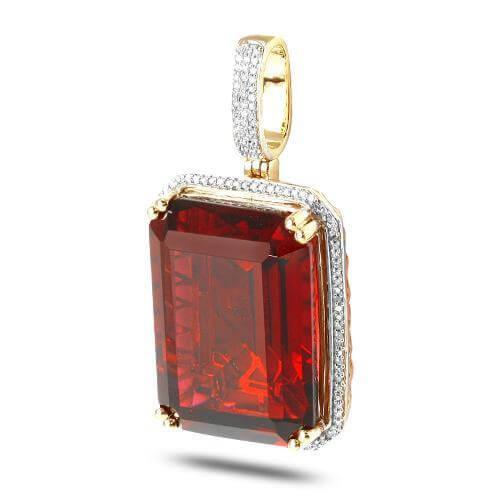 10KY 0.40CTW DIAMOND PENDANT WITH 41.40CT SYNTHETI - Johnny Dang & Co