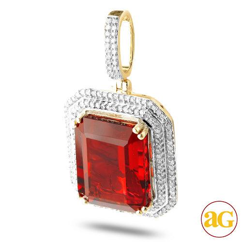 10KY 0.50CTW DIAMOND 2-ROW PENDANT WITH 11.37CT SY - Johnny Dang & Co