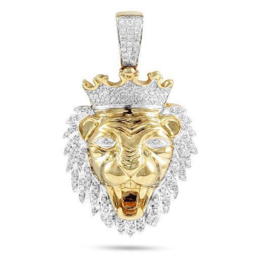 10KY 0.75CTW DIAMOND LION HEAD PENDANT - Johnny Dang & Co