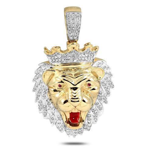 10KY 0.85CTW DIAMOND LION HEAD PENDANT - Johnny Dang & Co