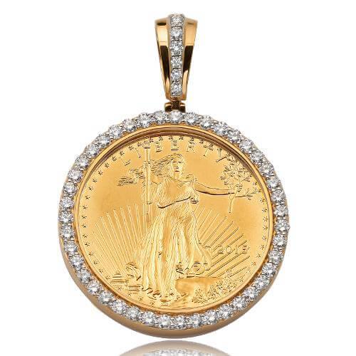 14KY 3.00CTW DIAMOND 1 OZ AMERICAN EAGLE PENDANT - - Johnny Dang & Co