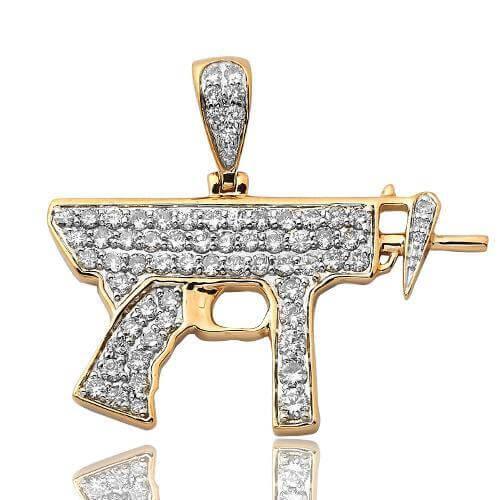 10KY 1.50CTW DIAMOND 'UZI' GUN PENDANT - Johnny Dang & Co