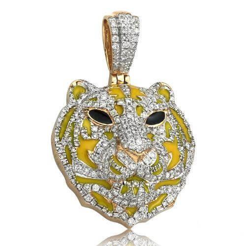 10KY 1.25CTW DIAMOND TIGER HEAD PENDANT - Johnny Dang & Co