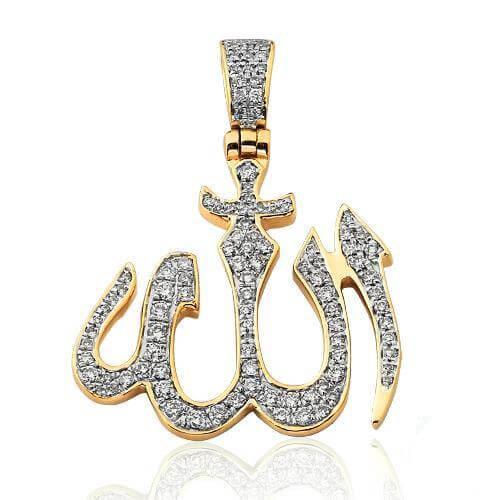 14KY 0.50CTW DIAMOND 'ALLAH' PENDANT - 3.5MM THICK - Johnny Dang & Co