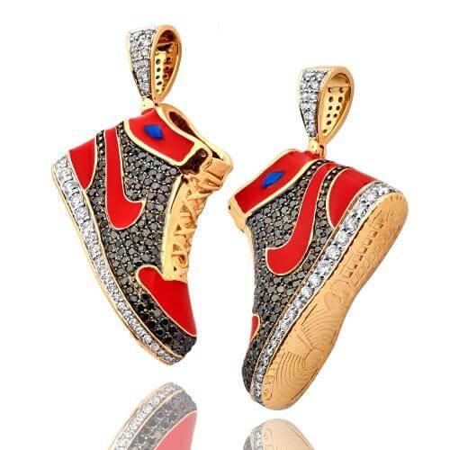 10KY 2.50CTW BLACK AND WHITE DIAMOND SHOE PENDANT - Johnny Dang & Co