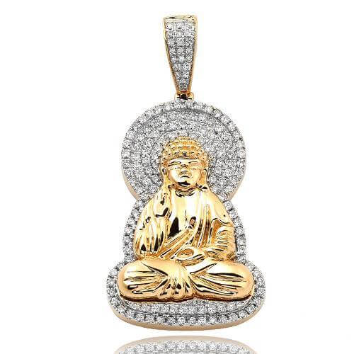 10KY 1.25CTW DIAMOND SITTING BUDDHA PENDANT
