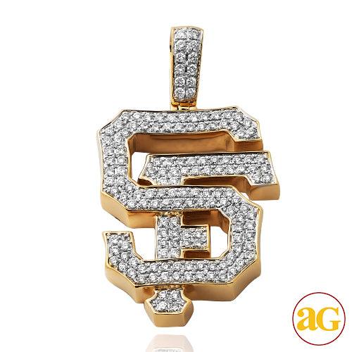 10KY 1.50CTW DIAMOND SPORTS LOGO "SF" PENDANT - Johnny Dang & Co