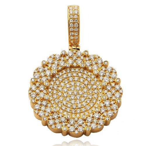 14KY 2.50CTW DIAMOND PRONG FLOWER BORDER MEDALLION - Johnny Dang & Co