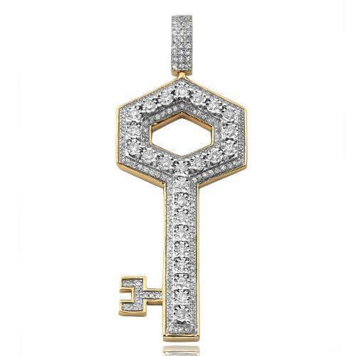 10KY 0.65CTW ILLUSION SET DIAMOND KEY PENDANT - Johnny Dang & Co