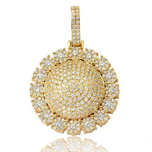 14KY 3.65CTW DIAMOND ROUND DOME PENDANT WITH FLEUR - Johnny Dang & Co