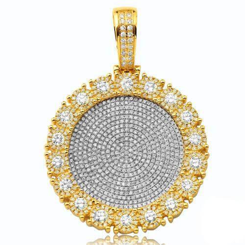 14KY 6.00CTW DIAMOND DISC PENDANT WITH FLEUR HEAD - Johnny Dang & Co