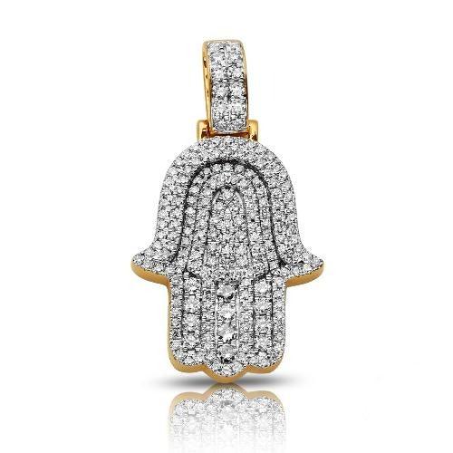 14KY 1.50CTW DIAMOND 3-D LAYERED HAMZA PENDANT - Johnny Dang & Co