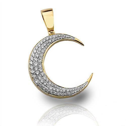 10KY 1.75CTW DIAMOND CRESCENT MOON PENDANT - Johnny Dang & Co